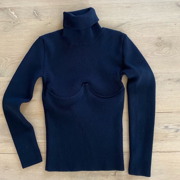 Balenciaga Ribbed Underwire Turtleneck Sweater